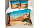 Abakuhaus Copripiumino Reptil, Deserto Tropical Naturale, Antiacaro, Adatto A Chi Soffre Di Allergie, Con Federe, 155 Cm X 220 Cm - 80 X 80 Cm, Multicolore