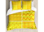Abakuhaus Copripiumino Giallo, Motivi Retrò A Zigzag, Antiacaro, Adatto A Chi Soffre Di Allergie, Con Federe, 155 Cm X 220 Cm - 80 X 80 Cm, Giallo Arancione