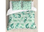 Abakuhaus Copripiumino Reptil, Lucertola Esotica Reptil, Antiacaro Adatto A Chi Soffre Di Allergie Con Federe, 200 Cm X 200 Cm - 80 X 80 Cm, Menta Verde