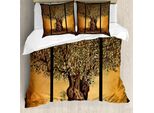Abakuhaus Albero Della Vita Copripiumino, Grecia Ulivi, Antiacaro, Adatto A Chi Soffre Di Allergie, Con Federe, 200 Cm X 200 Cm - 80 X 80 Cm, Multicolore
