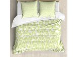 Abakuhaus Copripiumino, Foglie Verdi E Rami, Antiacaro, Adatto A Chi Soffre Di Allergie, Con Federe, 200 Cm X 200 Cm - 80 X 80 Cm, Verde Ecru