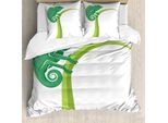 Abakuhaus Copripiumino Reptil, Exotic Grumpy Lizard, Antiacaro, Adatto A Chi Soffre Di Allergie, Con Federe, 155 Cm X 220 Cm - 80 X 80 Cm, Verde Bianco