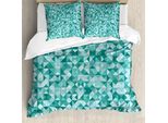 Abakuhaus Set Copripiumino Geometrico Per Letti Matrimoniali, Forma A Mosaico Triangolare, Antiacaro, Adatto A Chi Soffre Di Allergie, Con Federe, Verde Turchese