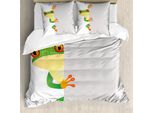 Abakuhaus Copripiumino Reptil, Frog Prince Reptilien, Antiacaro, Adatto A Chi Soffre Di Allergie, Con Federe, 155 Cm X 220 Cm - 80 X 80 Cm, Verde Giallo Arancione