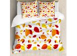 Abakuhaus Copripiumino, Foglie Autunnali Stagionali, Antiacaro, Adatto A Chi Soffre Di Allergie, Con Federe, 200 Cm X 200 Cm - 80 X 80 Cm, Rosso Arancione Giallo