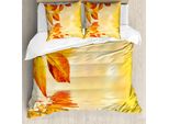 Abakuhaus Copripiumino Arancione, Sun View Leaves, Antiacaro, Adatto A Chi Soffre Di Allergie, Con Federe, 155 Cm X 220 Cm - 80 X 80 Cm, Terra Giallo Arancione