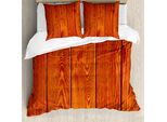 Abakuhaus Set Copripiumino Rustico Per Letti Matrimoniali, Legno Timber Floor Orange, Antiacaro, Adatto A Chi Soffre Di Allergie, Con Federe, Arancione