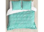Abakuhaus Copripiumino Teal, Foglie Astratte Doodle, Antiacaro, Adatto A Chi Soffre Di Allergie, Con Federe, 200 Cm X 200 Cm - 80 X 80 Cm, Verde
