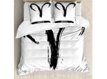 Abakuhaus Copripiumino Astrologia, Segno Zodiacale Ariete, Antiacaro, Adatto A Chi Soffre Di Allergie, Con Federe, 155 Cm X 220 Cm - 80 X 80 Cm, Bianco E Nero