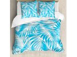 Abakuhaus Copripiumino, Exotic Miami Palms, Antiacaro, Adatto A Chi Soffre Di Allergie, Con Federe, 200 Cm X 200 Cm - 80 X 80 Cm, Turchese-Blu Acqua
