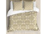 Abakuhaus Copripiumino Beige, Motivo Floreale Barocco, Antiacaro, Adatto A Chi Soffre Di Allergie, Con Federe, 200 Cm X 200 Cm - 80 X 80 Cm, Ecru Beige