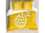 Abakuhaus Copripiumino Giallo, Exotic Pineapple Summer, Antiacaro, Adatto A Chi Soffre Di Allergie, Con Federe, 155 Cm X 220 Cm - 80 X 80 Cm, Giallo Bianco