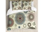 Abakuhaus Copripiumino Beige, Motivi Orientali Rotondi, Antiacaro, Adatto A Chi Soffre Di Allergie, Con Federe, 200 Cm X 200 Cm - 80 X 80 Cm, Multicolore
