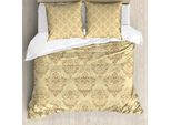 Abakuhaus Copripiumino Beige, Pizzo Antico Con Motivi Floreali, Antiacaro E Anallergico, Con Federe, 155 Cm X 220 Cm - 80 X 80 Cm, Beige