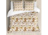 Abakuhaus Copripiumino Paisley, Tulipani Floreali Paisley, Antiacaro, Adatto A Chi Soffre Di Allergie, Con Federe, 155 Cm X 220 Cm - 80 X 80 Cm, Cioccolato Bianco Umber