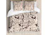 Abakuhaus Copripiumino Beige, Octopus Crab Seahorse, Antiacaro, Adatto A Chi Soffre Di Allergie, Con Federe, 155 Cm X 220 Cm - 80 X 80 Cm, Beige Marrone