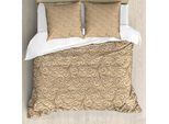Abakuhaus Set Copripiumino Beige Per Letti Matrimoniali, Damasco Floreale Vittoriano, Antiacaro, Adatto A Chi Soffre Di Allergie, Con Federe, Francese Beige