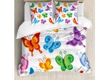 Abakuhaus Copripiumino Butterfly, Ali Colorate E Elaborate, Antiacaro, Adatto A Chi Soffre Di Allergie, Con Federe, 155 Cm X 220 Cm - 80 X 80 Cm, Multicolore