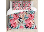 Abakuhaus Copripiumino Butterfly, Peony Rose Butterflies, Antiacaro, Adatto A Chi Soffre Di Allergie, Con Federe, 200 Cm X 200 Cm - 80 X 80 Cm, Multicolore