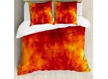 Abakuhaus Copripiumino Arancione, Disegno Fuoco E Fiamme, Antiacaro, Adatto A Chi Soffre Di Allergie, Con Federe, 155 Cm X 220 Cm - 80 X 80 Cm, Arancione Giallo