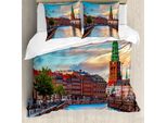 Abakuhaus Copripiumino Europeo, Tramonto A Copenhagen, Antiacaro, Adatto A Chi Soffre Di Allergie, Con Federe, 200 Cm X 200 Cm - 80 X 80 Cm, Multicolore