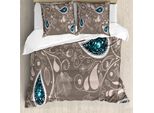 Abakuhaus Set Copripiumino Etnico Per Letti Matrimoniali, Orienta Ramo Vorticoso, Antiacaro Adatto A Chi Soffre Di Allergie Con Federe, Marrone Chiaro Blu-Verde