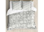 Abakuhaus Copripiumino Grigio, Motivi Floreali Paisley, Antiacaro, Adatto A Chi Soffre Di Allergie, Con Federe, 155 Cm X 220 Cm - 80 X 80 Cm, Grigio