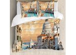 Abakuhaus Copripiumino Europeo, Venezia Storica, Antiacaro, Adatto A Chi Soffre Di Allergie, Con Federe, 155 Cm X 220 Cm - 80 X 80 Cm, Multicolore