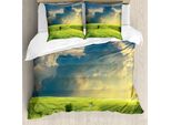 Abakuhaus Copripiumino Naturale, Estate Primavera Rural, Antiacaro Adatto A Chi Soffre Di Allergie Con Federe, 200 Cm X 200 Cm - 80 X 80 Cm, Blu Verde