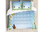 Abakuhaus Copripiumino Butterfly, Daisy Con Farfalle, Antiacaro, Adatto A Chi Soffre Di Allergie, Con Federe, 200 Cm X 200 Cm - 80 X 80 Cm, Multicolore