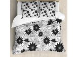 Abakuhaus Copripiumino Grigio, Fiori Nuziali, Antiacaro, Adatto A Chi Soffre Di Allergie, Con Federe, 200 Cm X 200 Cm - 80 X 80 Cm, Bianco Nero