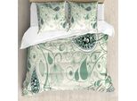 Abakuhaus Copripiumino Paisley, Vintage Con Motivo Floreale, Antiacaro, Adatto A Chi Soffre Di Allergie, Con Federe, 200 Cm X 200 Cm - 80 X 80 Cm, Verde Alloro