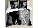 Abakuhaus Copripiumino Elefante, Elefante Esotico, Antiacaro, Adatto A Chi Soffre Di Allergie Con Federe, 155 Cm X 220 Cm - 80 X 80 Cm, Grigio
