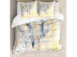 Abakuhaus Copripiumino Elefante, Safari Esotico Nella Natura Selvaggia, Antiacaro, Adatto A Chi Soffre Di Allergie, Con Federe, 155 Cm X 220 Cm - 80 X 80 Cm, Grigio Crema