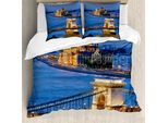 Abakuhaus Copripiumino Europeo, Ponte Sul Fiume Di Budapest, Antiacaro, Adatto A Chi Soffre Di Allergie, Con Federe, 200 Cm X 200 Cm - 80 X 80 Cm, Multicolore