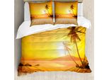 Abakuhaus Copripiumino Ocean, Tramonto Sul Mare, Antiacaro, Adatto A Chi Soffre Di Allergie, Con Federe, 155 Cm X 220 Cm - 80 X 80 Cm, Arancione Marrone