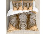 Abakuhaus Copripiumino Elefante, Elefanti Selvaggi Retrò, Antiacaro Adatto A Chi Soffre Di Allergie Con Federe, 200 Cm X 200 Cm - 80 X 80 Cm, Grigio Mandorla