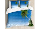 Abakuhaus Copripiumino Ocean, Ocean Summer Palms, Antiacaro, Adatto A Chi Soffre Di Allergie, Con Federe, 155 Cm X 220 Cm - 80 X 80 Cm, Blu, Verde, Crema