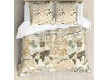 Abakuhaus Copripiumino Con Mappa Del Mondo, Vintage Globe Rope, Antiacaro, Adatto A Chi Soffre Di Allergie, Con Federe, 155 Cm X 220 Cm - 80 X 80 Cm, Beige Verde Oliva