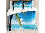 Abakuhaus Copripiumino Ocean, Costa Esotica, Antiacaro, Adatto A Chi Soffre Di Allergie, Con Federe, 200 Cm X 200 Cm - 80 X 80 Cm, Verde, Blu, Bianco