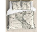Abakuhaus Copripiumino Con Mappa Del Mondo, Mappa Retrò Dell'america Antica, Antiacaro, Adatto A Chi Soffre Di Allergie, Con Federe, 155 Cm X 220 Cm - 80 X 80 Cm, Multicolore