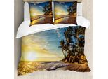 Abakuhaus Set Copripiumino Colorato Per Letti Matrimoniali, Tramonto Esotico Sulla Spiaggia, Antiacaro, Adatto A Chi Soffre Di Allergie, Con Federe, Multi