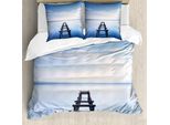 Abakuhaus Copripiumino Landschaft, Old Jetty Blue Sky, Antiacaro, Adatto A Chi Soffre Di Allergie, Con Federe, 200 Cm X 200 Cm - 80 X 80 Cm, Blu, Bianco, Marrone