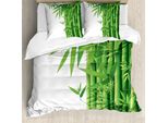 Abakuhaus Copripiumino In Bambù, Motivi Moderni Con Bambù, Antiacaro, Adatto A Chi Soffre Di Allergie, Con Federe, 200 Cm X 200 Cm - 80 X 80 Cm, Verde Bianco
