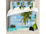 Abakuhaus Copripiumino Ocean, Mare Esotico Delle Maldive, Antiacaro, Adatto A Chi Soffre Di Allergie, Con Federe, 200 Cm X 200 Cm - 80 X 80 Cm, Multicolore