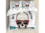 Abakuhaus Copripiumino Con Teschi, Teschi Hipster Pop Art, Antiacaro, Adatto A Chi Soffre Di Allergie, Con Federe, 200 Cm X 200 Cm - 80 X 80 Cm, Multicolore