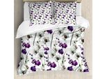 Abakuhaus Copripiumino Con Fiori Acquerellati, Wild Orchid Bloom, Antiacaro, Adatto A Chi Soffre Di Allergie, Con Federe, 155 Cm X 220 Cm - 80 X 80 Cm, Viola Bianco