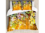 Abakuhaus Copripiumino Con Fiori Acquerellati, Sfondo Nebbioso, Antiacaro, Adatto A Chi Soffre Di Allergie, Con Federe, 155 Cm X 220 Cm - 80 X 80 Cm, Multicolore