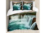 Abakuhaus Copripiumino Waterfall, Natura Selvaggia Waterfall, Antiacaro Adatto A Chi Soffre Di Allergie Con Federe, 200 Cm X 200 Cm - 80 X 80 Cm, Multicolore