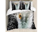 Abakuhaus Copripiumino Waterfall, Cliffs Waterfall Canoa, Antiacaro, Adatto A Chi Soffre Di Allergie, Con Federe, 155 Cm X 220 Cm - 80 X 80 Cm, Multicolore